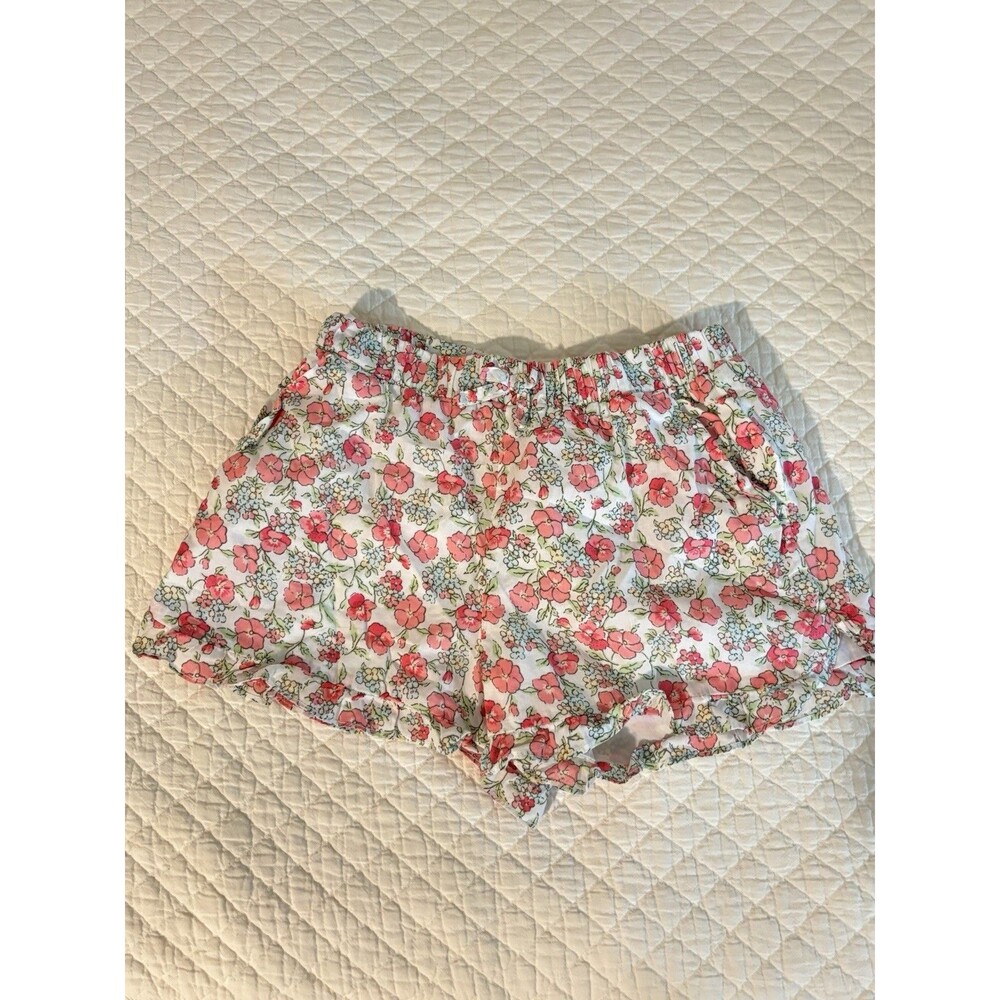 Janie & Jack Girls Pink Floral Ruffle Trim Cotton Shorts Size 10
